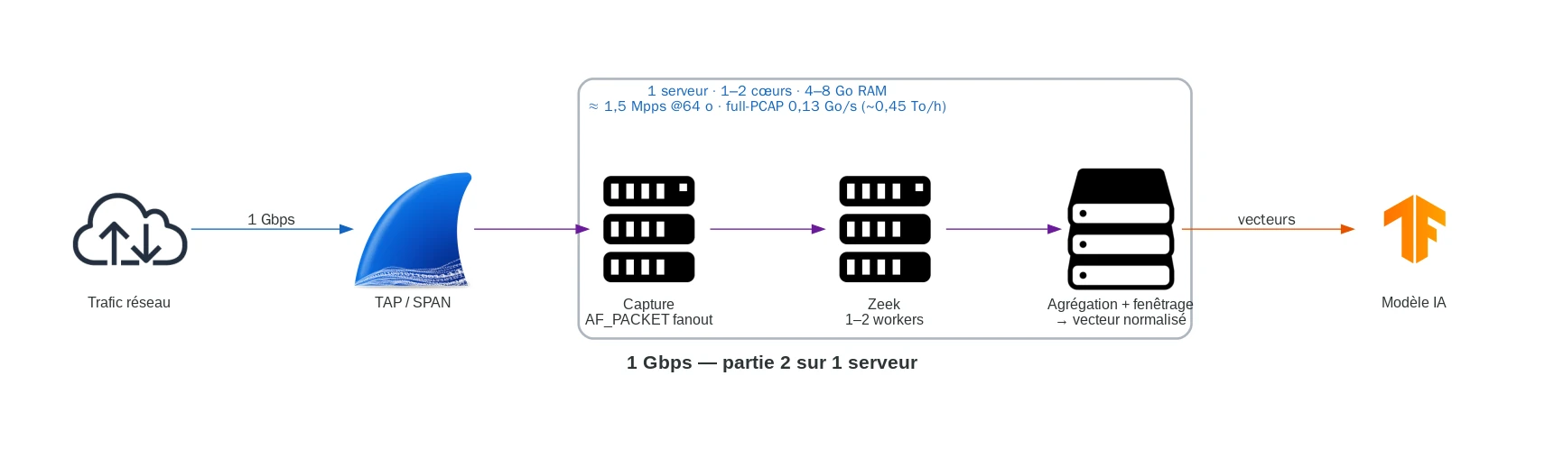 Prétraitement à 1 Gbps sur un seul serveur