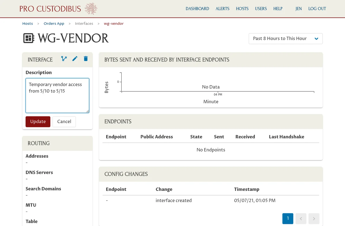Modifier l&rsquo;interface WireGuard