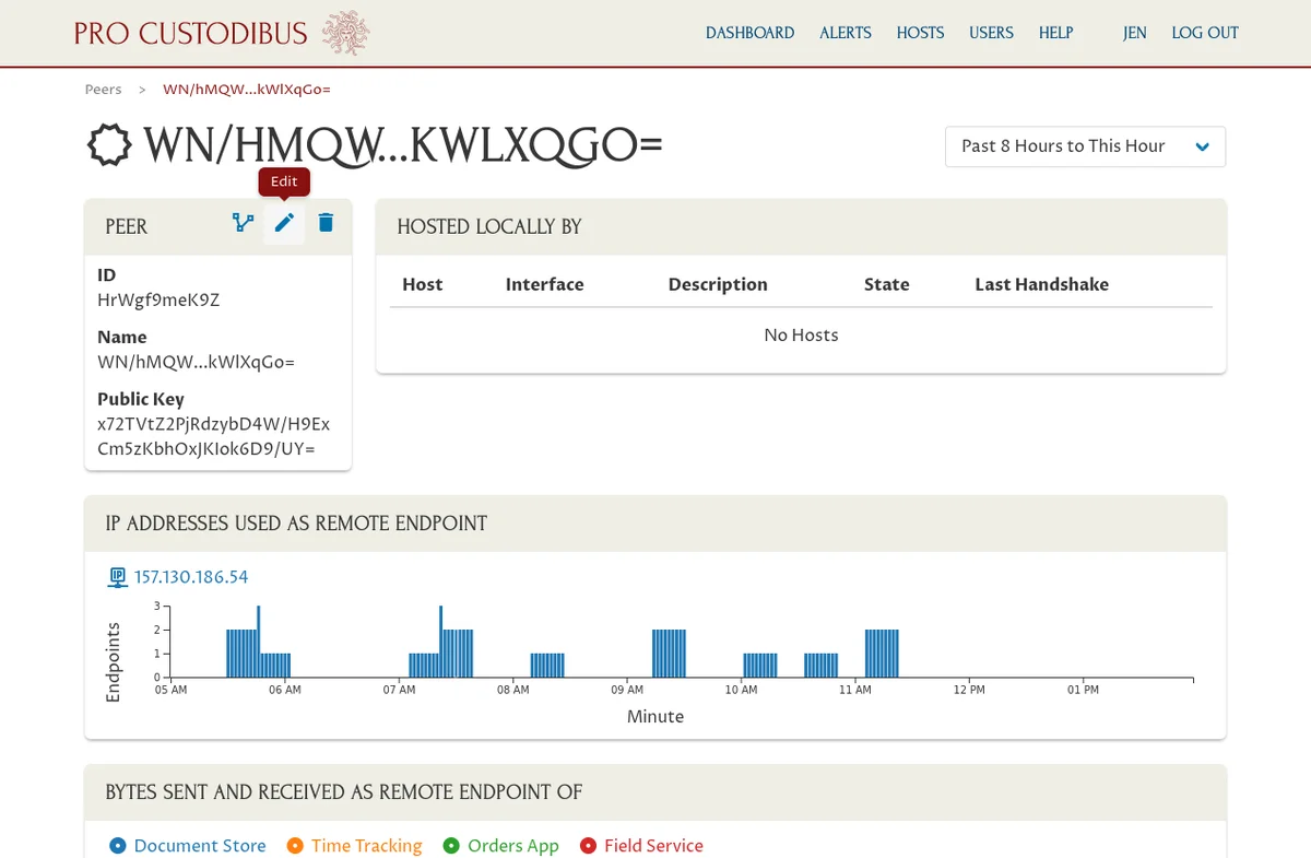 Capture d&rsquo;écran des informations du pair WireGuard avant le renommage