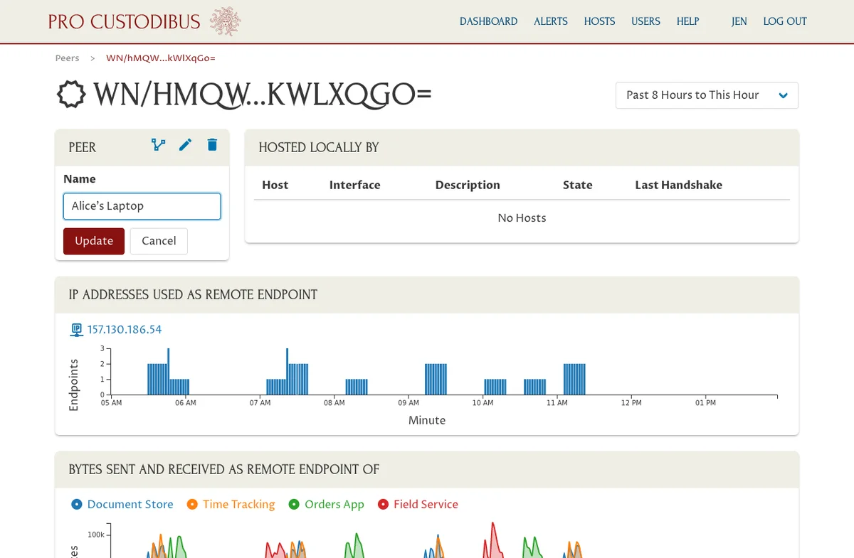 Capture d&rsquo;écran de la modification du pair WireGuard