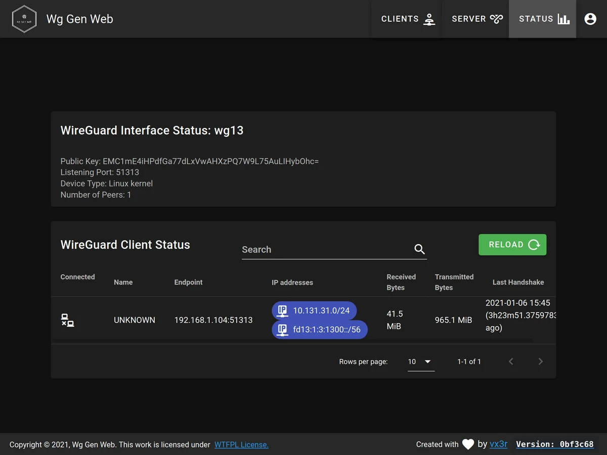 Capture d&rsquo;écran de Wg Gen Web