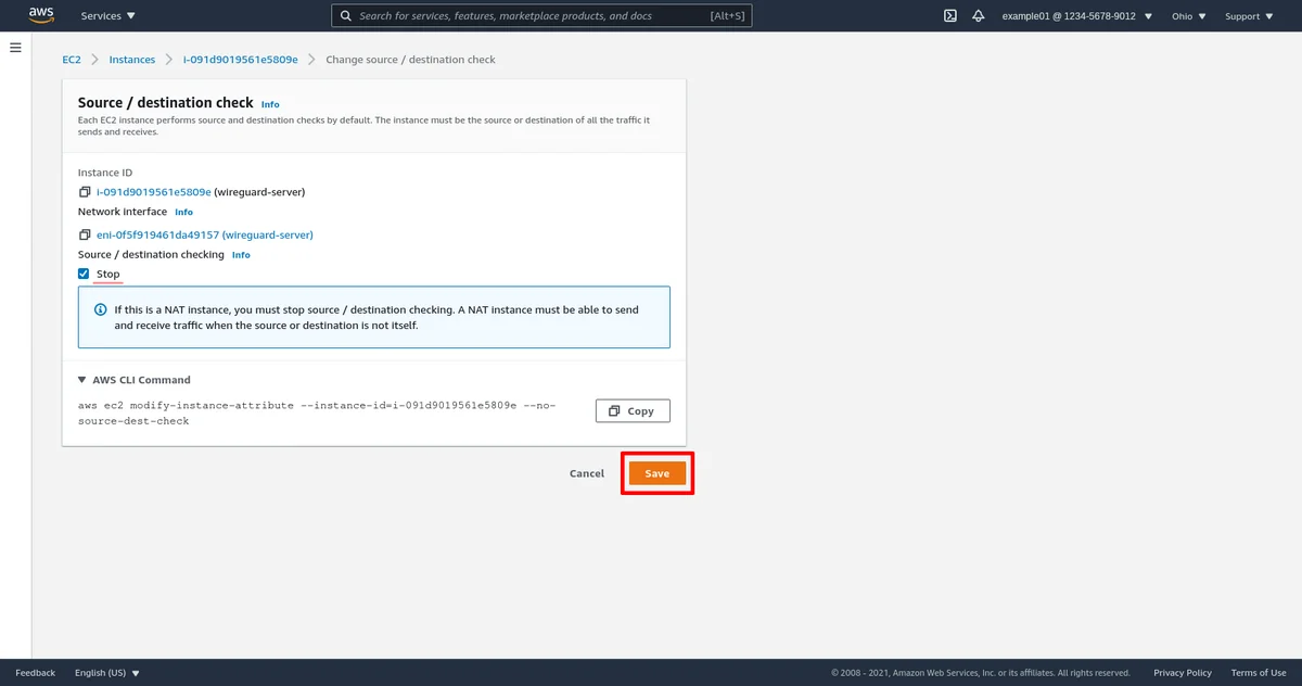 Page de contrôle source/destination
