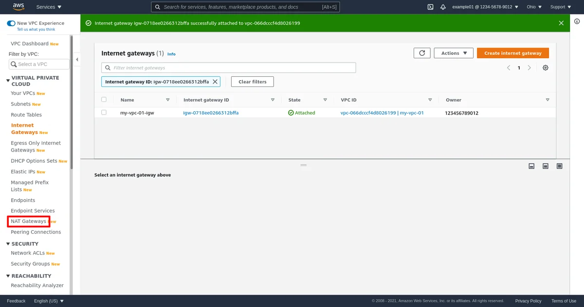 Liste des passerelles NAT