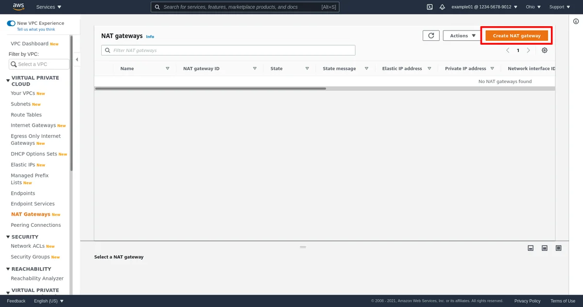 Liste des passerelles NAT