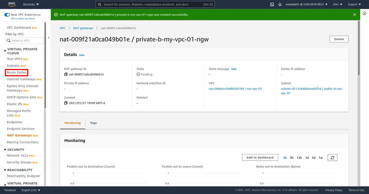 Détails de la passerelle NAT
