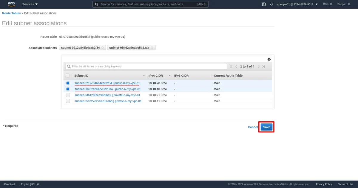Page d&rsquo;édition des associations de sous-réseau