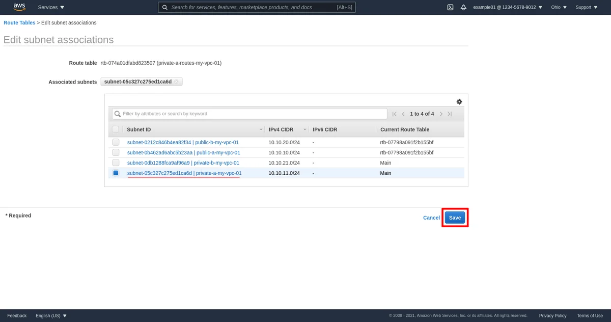 Page d&rsquo;édition des associations de sous-réseau