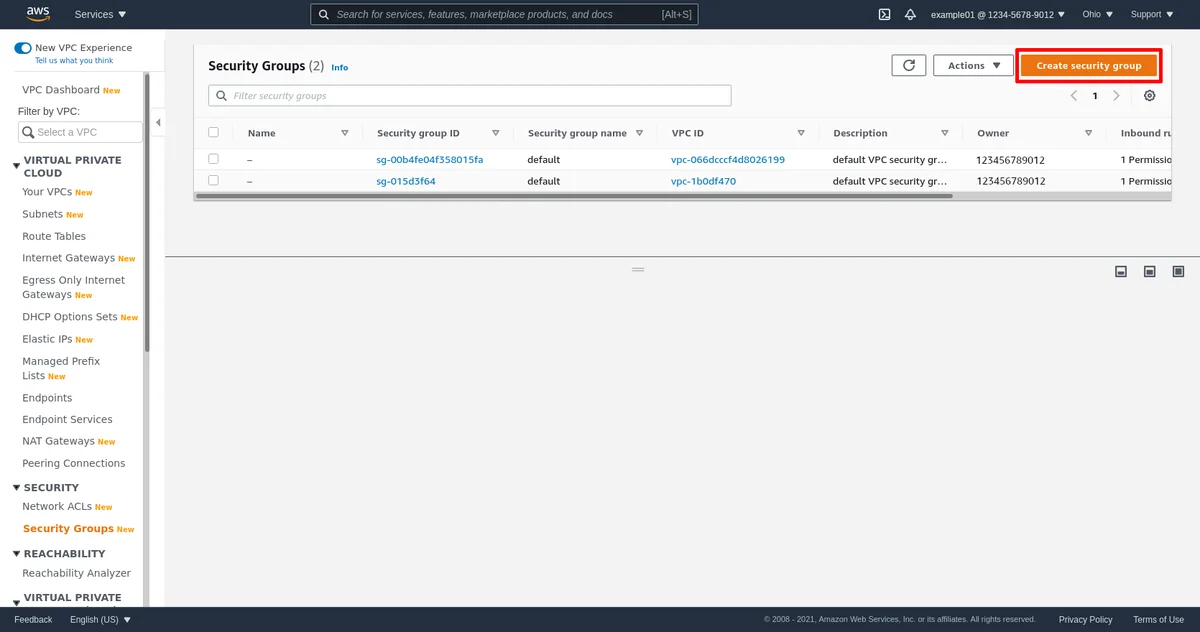 Liste des Groupes de sécurité