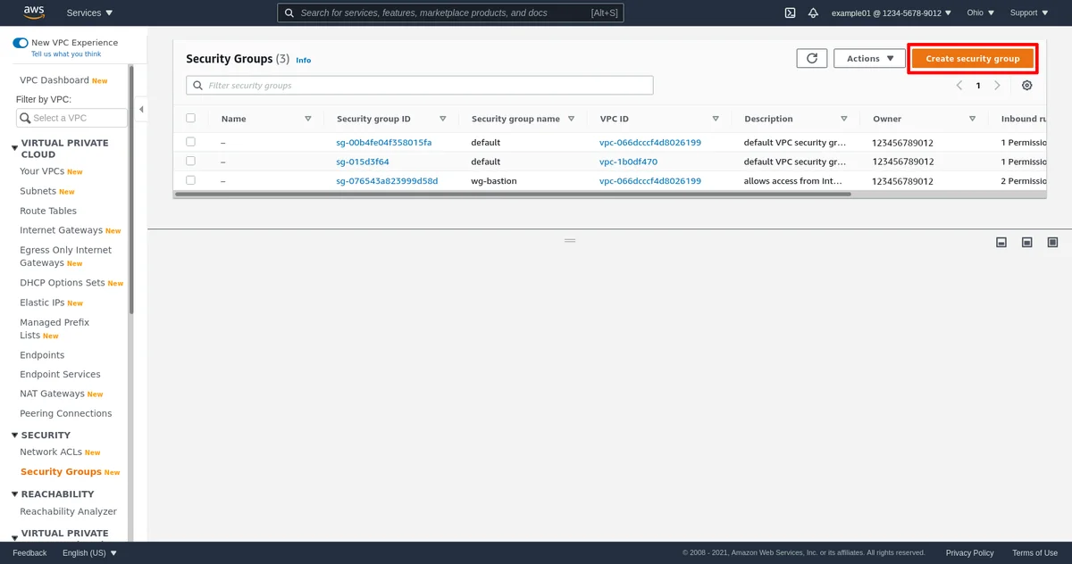 Groupes de sécurité