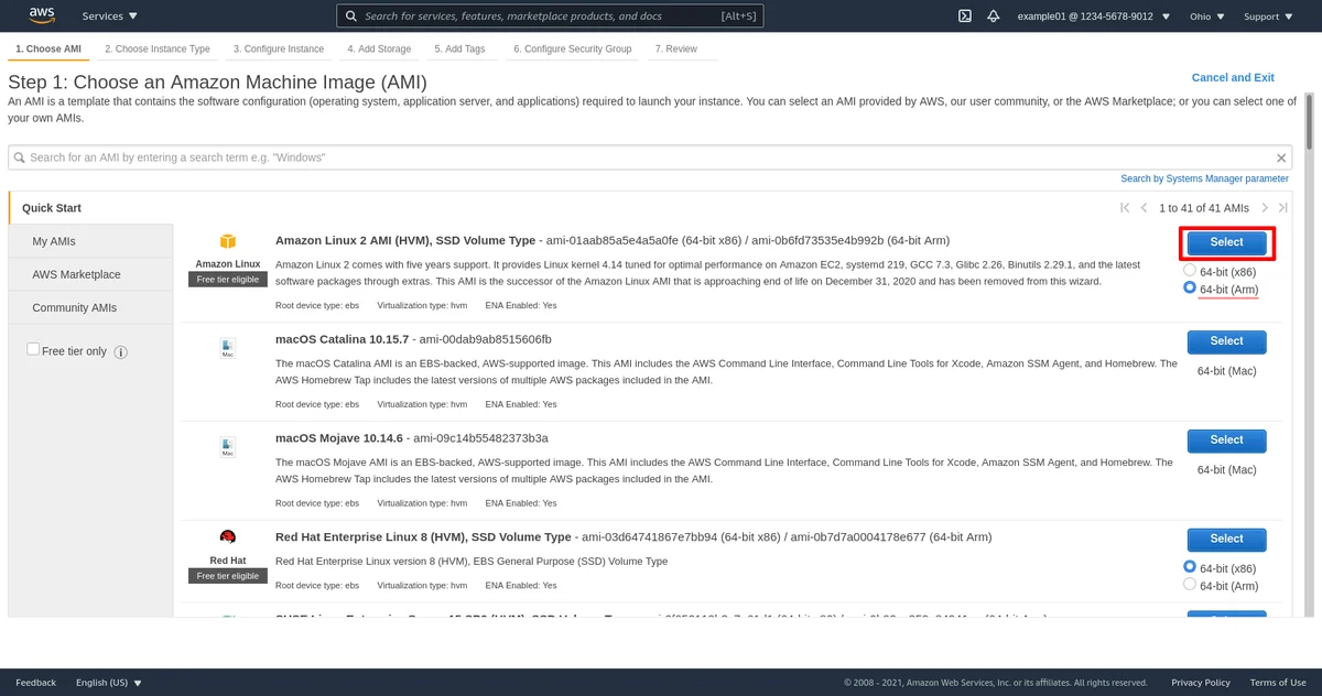 Étape 1 du Déploiement des Instances